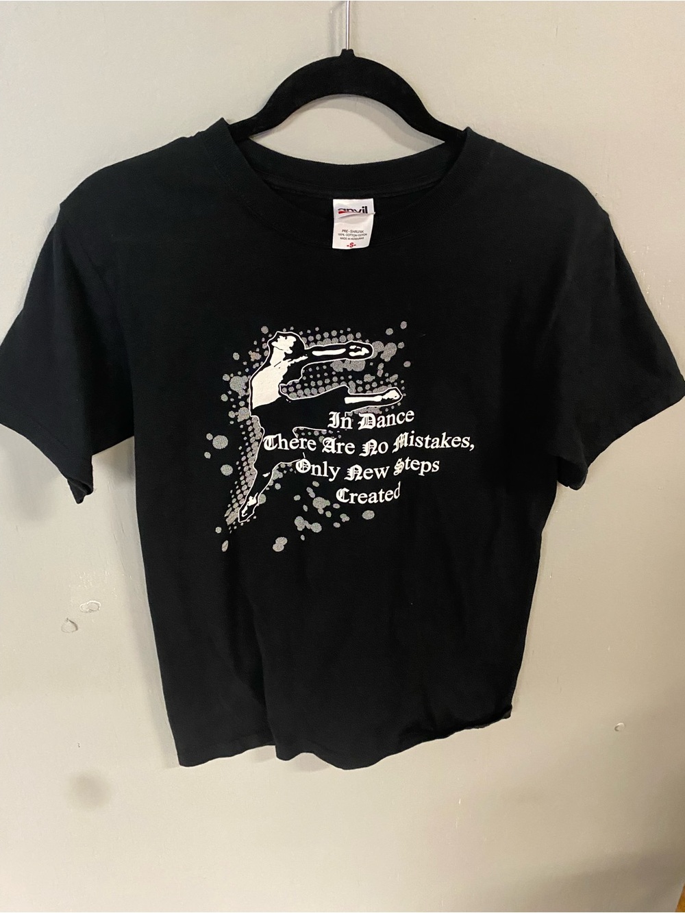 Anvil Black Kids' Dance Graphic Tee with White Print